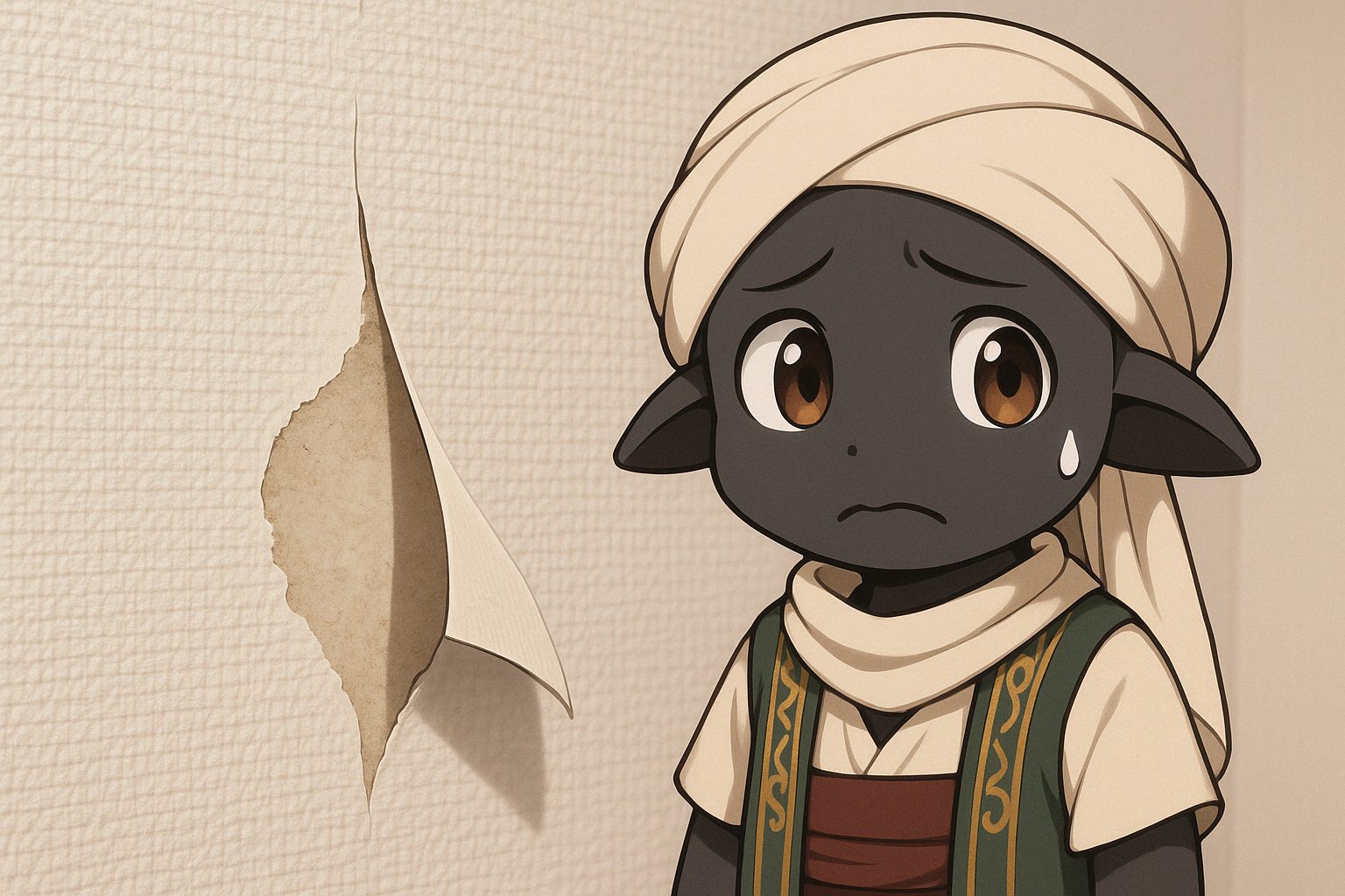 賃貸の部屋の壁から壁紙が剥がれてきている様子のクローズアップ